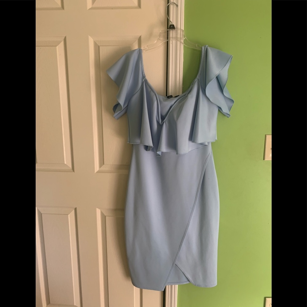 V Hemline Off Shoulder Dress
